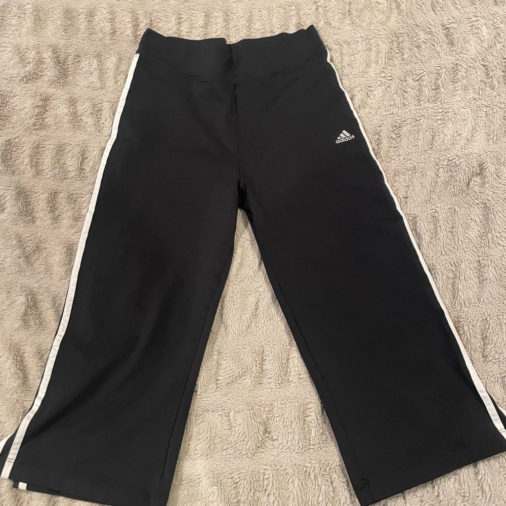 Adidas Black Athletic Wide Leg Capri Bottoms